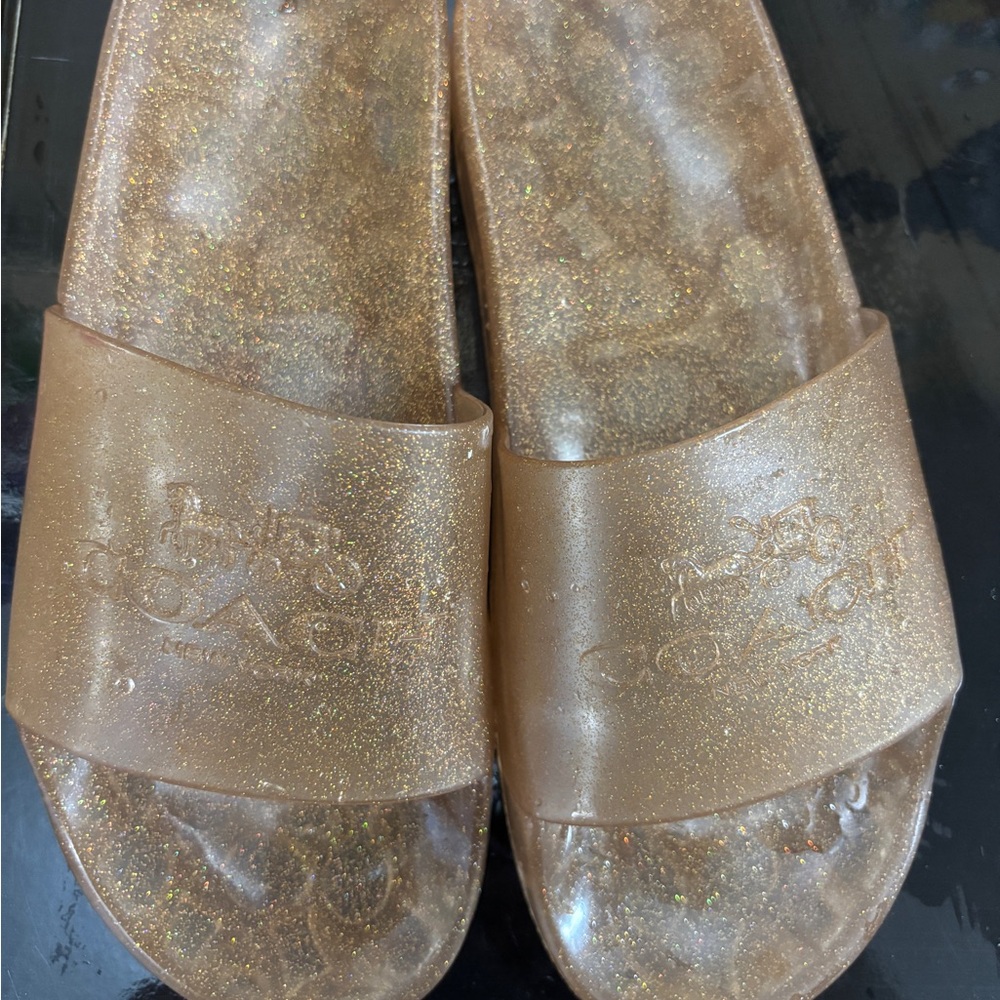 Coach Gold Sandals Elegant Slide Design